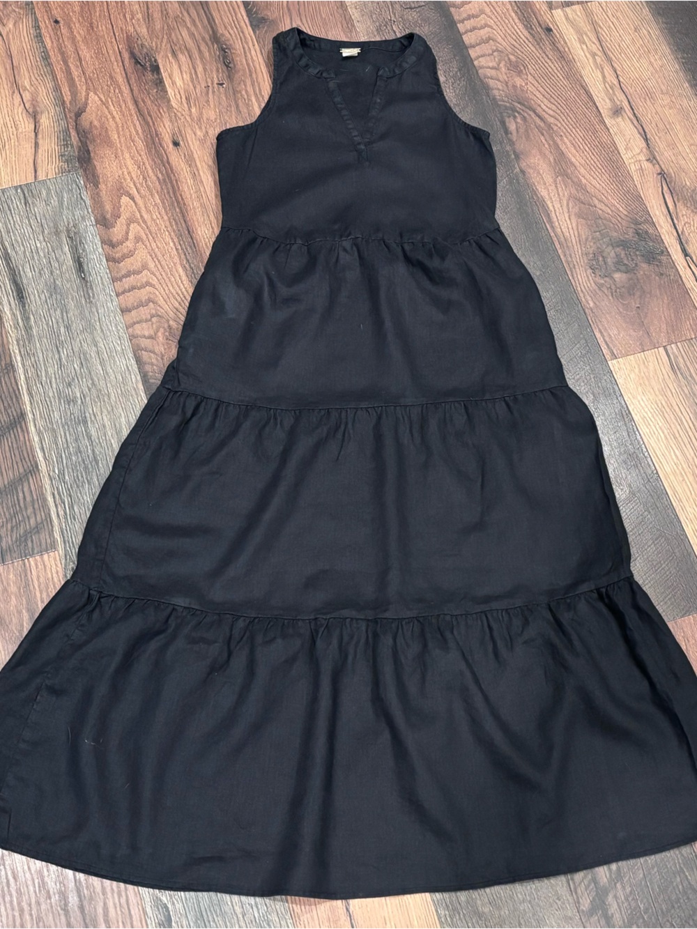 Magaschoni women’s 100% linen black maxi dress in size XS